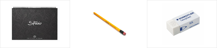 8절크로키북, 연필 (4B,2B), 지우개